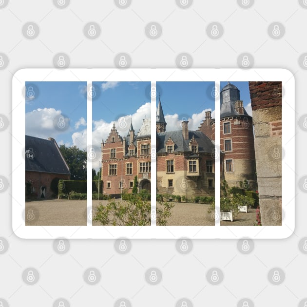 Mheer Castle, locally known as Kasteel van Mheer, lies in the village of the same name, in the province of Limburg in the Netherlands (1314). The Netherlands. Sticker by fabbroni-art